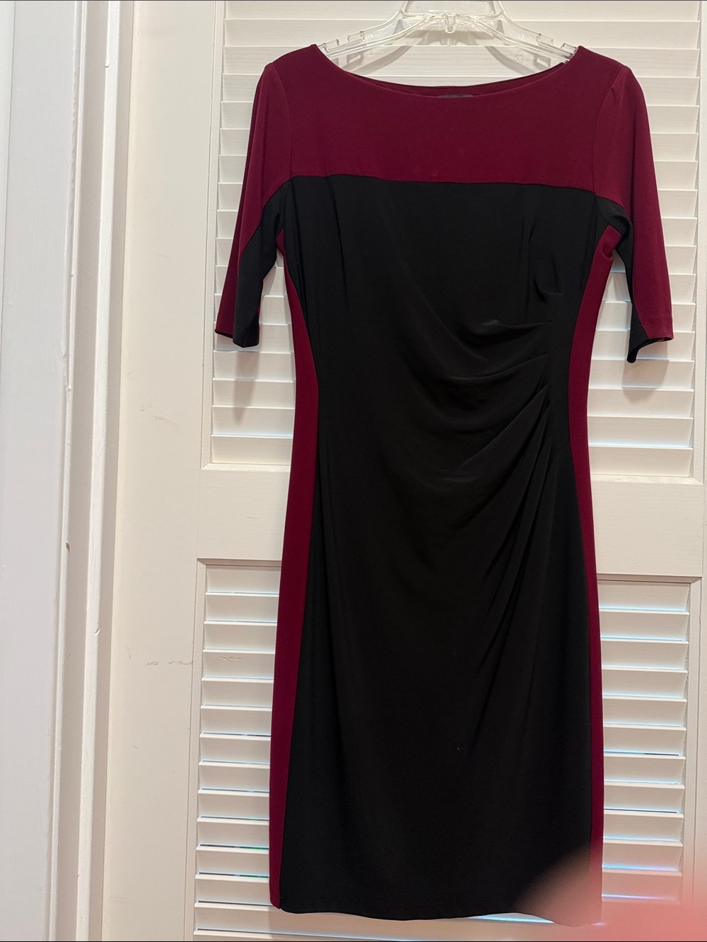 Ralph Lauren Black & Burgundy Colorblock Sheath Dress
